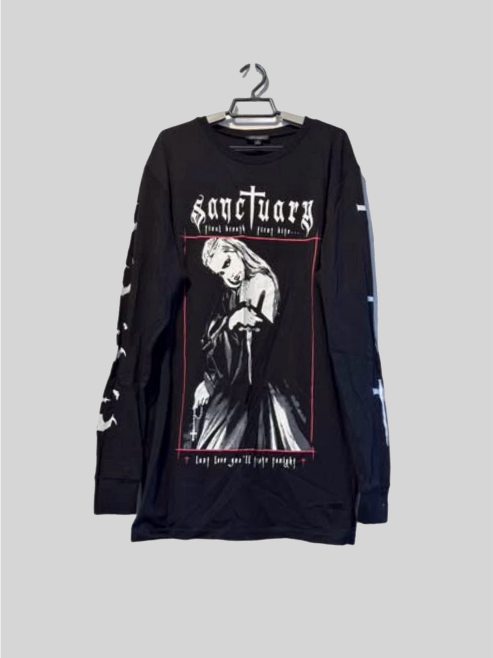 Widow (F) Sanctuary Vampire Gothic Graphic Oversized Long Sleeve Tee S Goth Emo